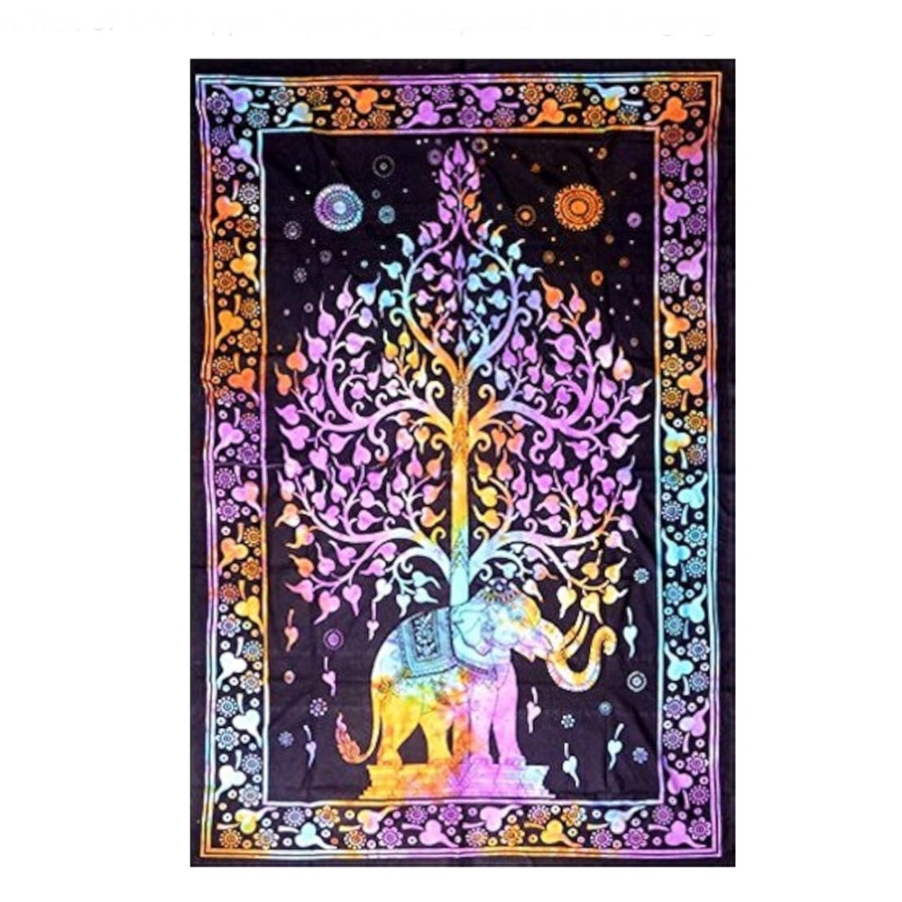 NWOT- ‘Tree of Life Elephant’ 100% Cotton Bed Cover / Wall Decor